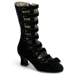 WHIMSEY-115 Bordello Burlesque 2.5" Heel Black Velvet Boots