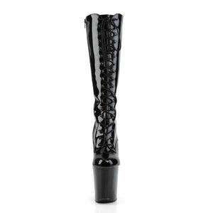 XTREME-2020 8" Heel Black Patent Pole Dancer Platforms Shoes