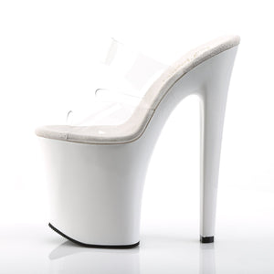 XTREME-802 8" Heel Clear & White Pole Dancer Platforms Shoes