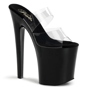 XTREME-802 8" Heel Clear & Black Pole Dancer Platforms Shoes