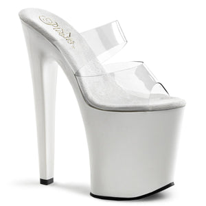 XTREME-802 8" Heel Clear & White Pole Dancer Platforms Shoes