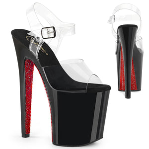 XTREME-808CRS Pleaser 8" Heel Clear and Black Strippers Shoe