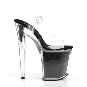 XTREME-808G Pleaser 8" Heel Clear and Black Glitter Shoes