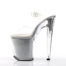 Load image into Gallery viewer, XTREME-808G Pleaser Clear Silver Glitter Stripper Shoes