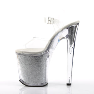 XTREME-808G Pleaser Clear Silver Glitter Stripper Shoes