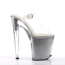 Load image into Gallery viewer, XTREME-808G Pleaser Clear Silver Glitter Stripper Shoes