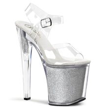 Load image into Gallery viewer, XTREME-808G Pleaser Clear Silver Glitter Stripper Shoes