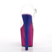 Load image into Gallery viewer, XTREME-808OMBRE 8&quot; Heel Clear Fuchsia Blue Ombre Sexy Shoes