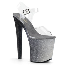 Load image into Gallery viewer, XTREME-808OMBRE 8&quot; Heel Clear Silver Black Ombre Sexy Shoes