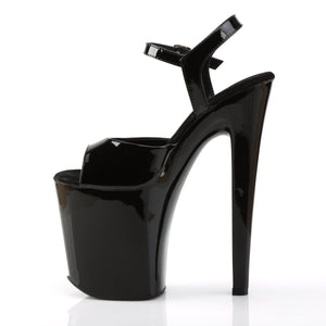 XTREME-809 8" Heel Black Patent Pole Dancing Platforms Shoes