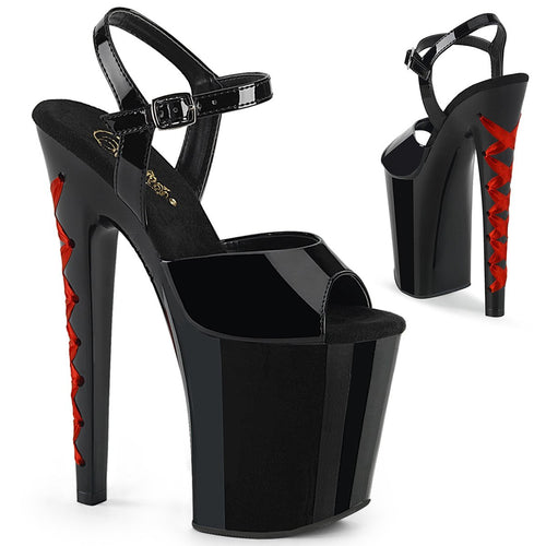 XTREME-809CLH 8 Inch Black Patent Pole Dancer Platforms Shoe