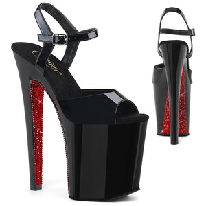 XTREME-809CRS 8" Heel Black & Red Pole Dance Platforms Shoes