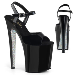 XTREME-809CRS 8 Inch Heel BlackSilver Strippers Shoes