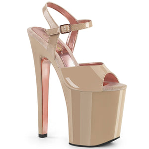 XTREME-809TT 8" Heel Nude Rose Gold Pole Dancer Fetish Shoes