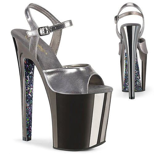 XTREME-809TTG 8 Inch Heel Pewter Pole Dancing Platforms Shoe