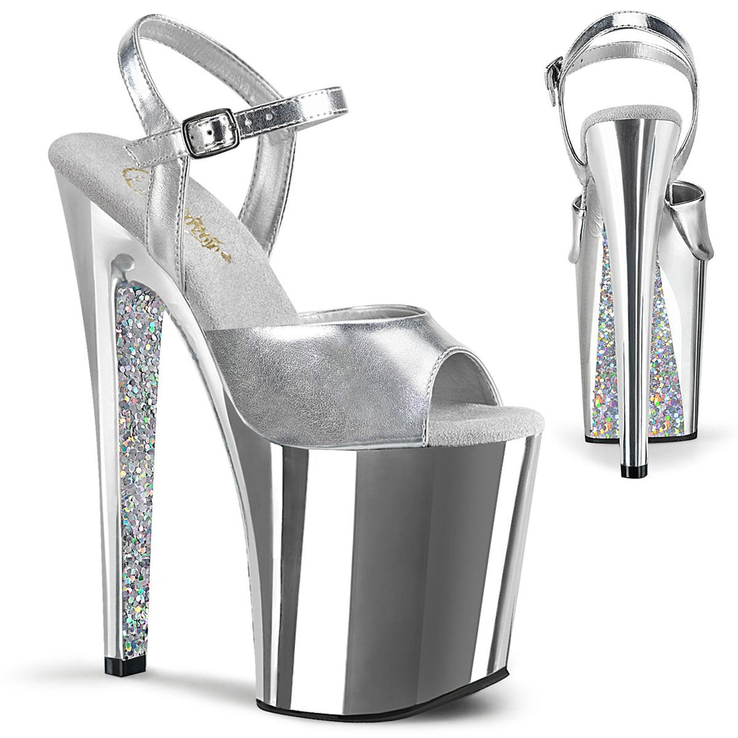 XTREME-809TTG 8 Inch Heel Silver Pole Dancing Platforms Shoe