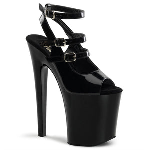 XTREME-873 8" Heel Black Patent Pole Dancing Platforms Shoes