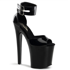 XTREME-875 8" Heel Black Patent Pole Dancing Platforms Shoes